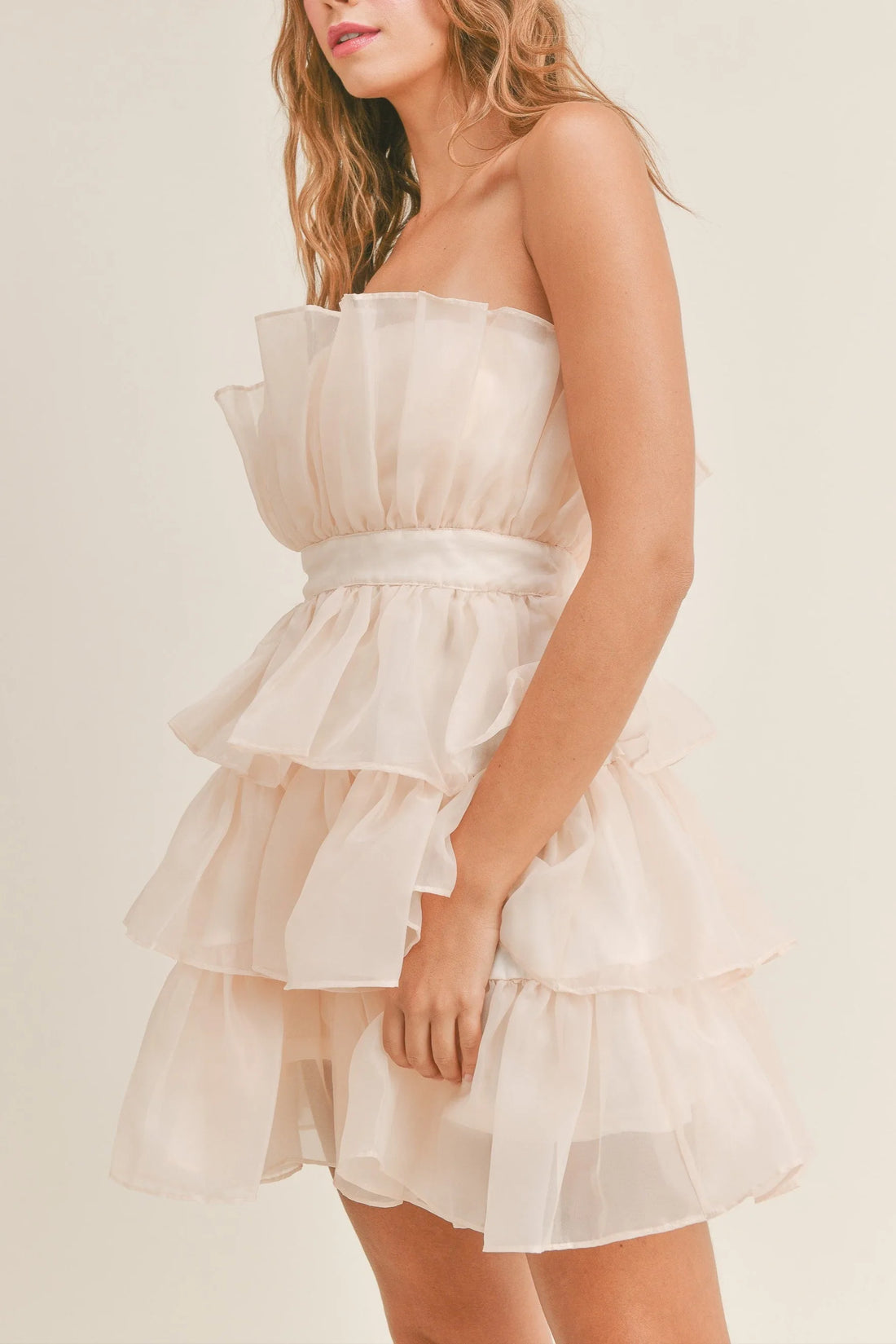 Organza Tulle Tiered Mini Dress