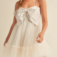 Front Bow Babydoll Mini Dress