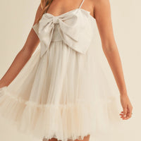 Front Bow Babydoll Mini Dress