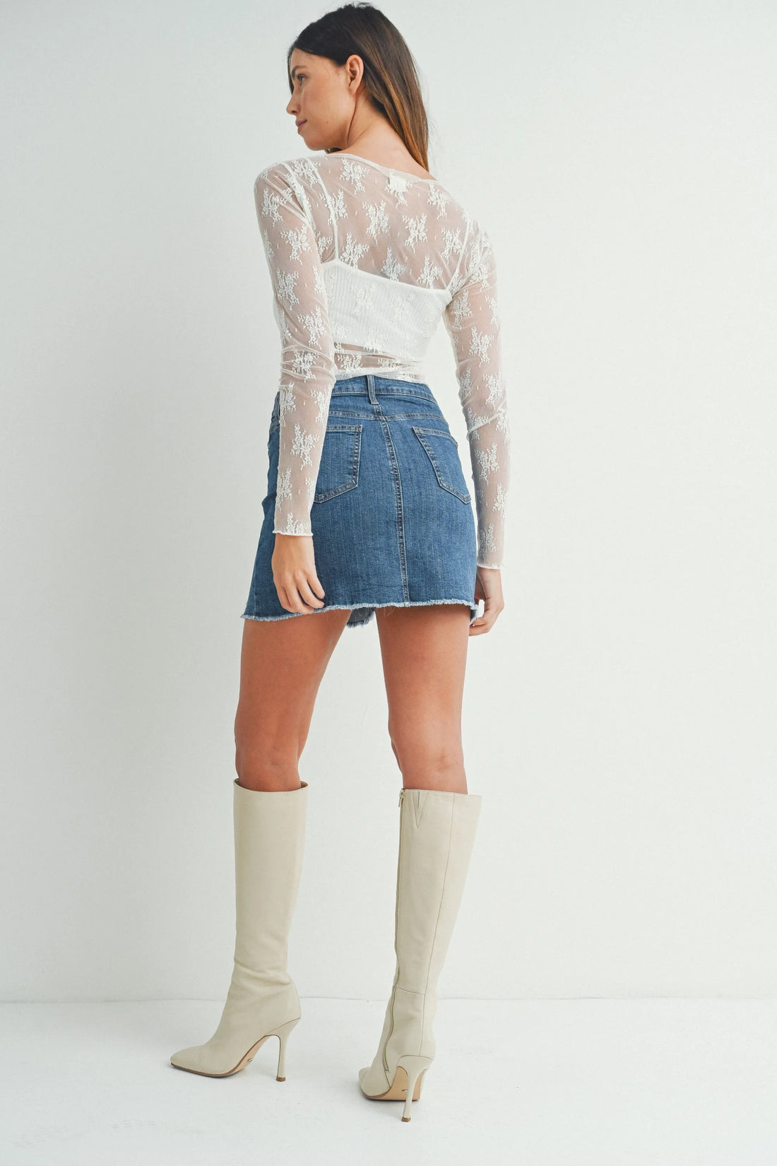 Frayed Denim Mini Skirt