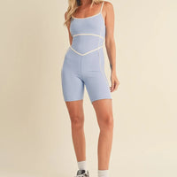 Trim Detail Active Romper in Blue