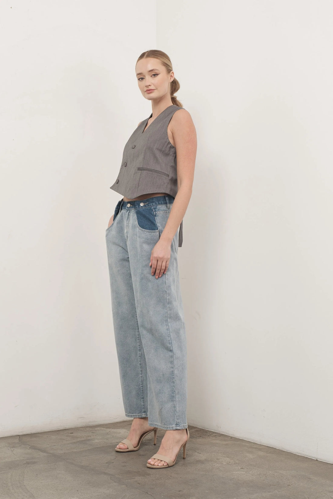 Color Block Denim Pants