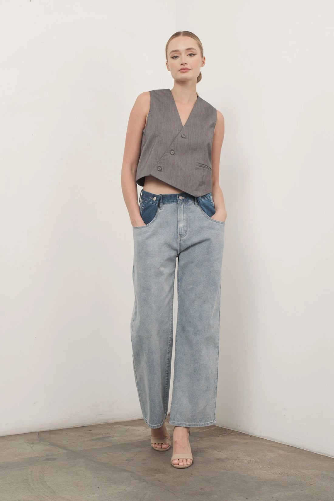 Color Block Denim Pants