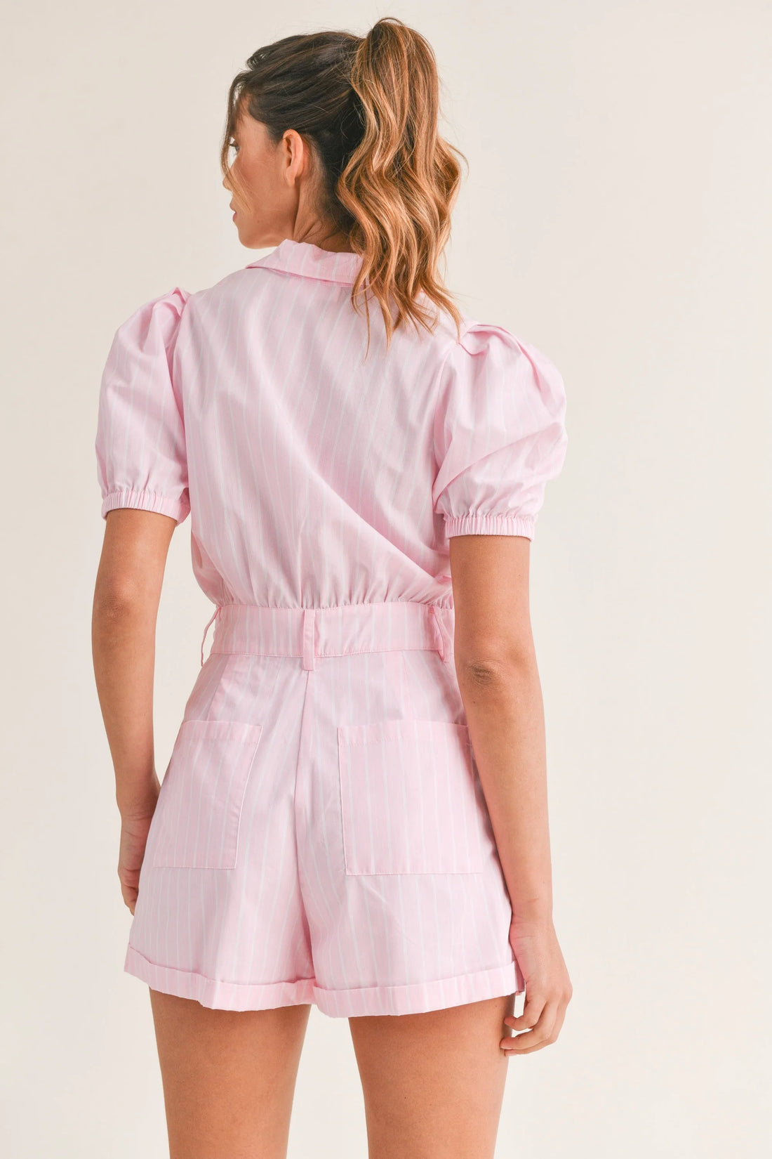 Striped Cute Collared Romper