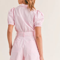 Striped Cute Collared Romper