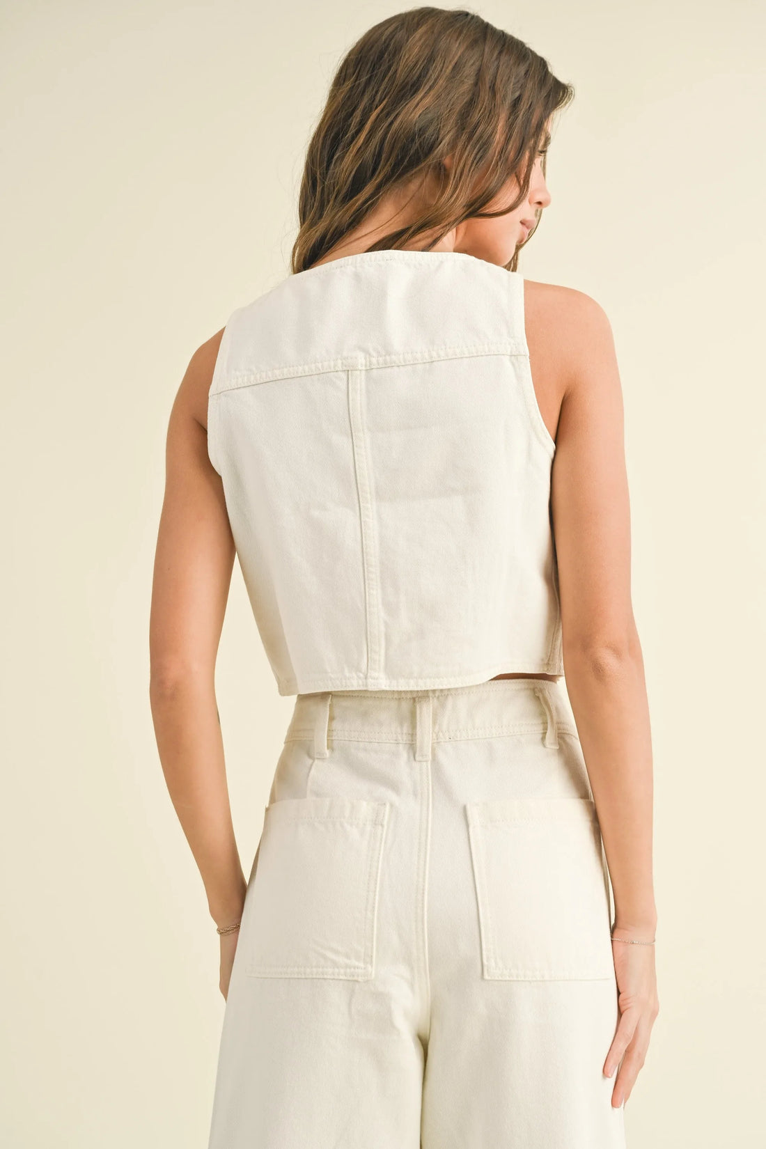 Washed Denim Crop Vest