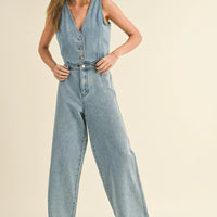 Washed Denim Crop Vest