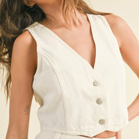 Washed Denim Crop Vest