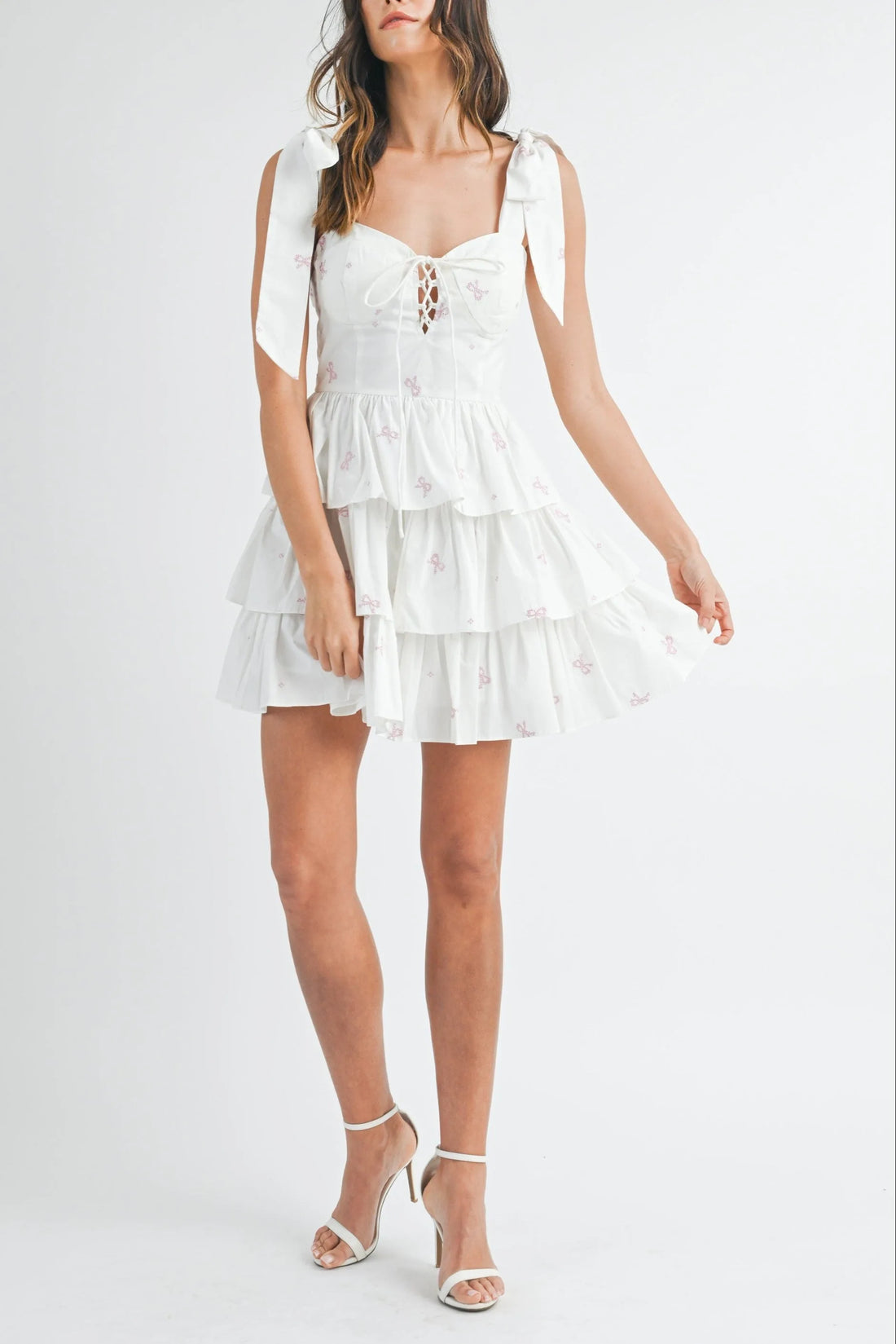 Bow Emobroidery Corset Mini Dress