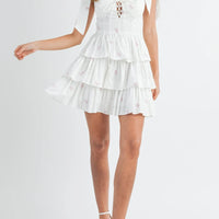 Bow Emobroidery Corset Mini Dress