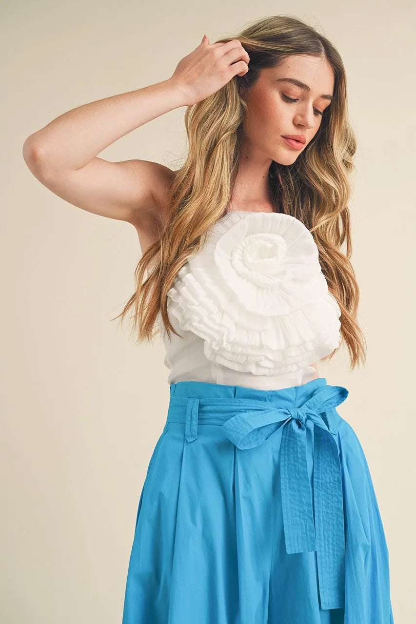 Rosette Satin Crop Top
