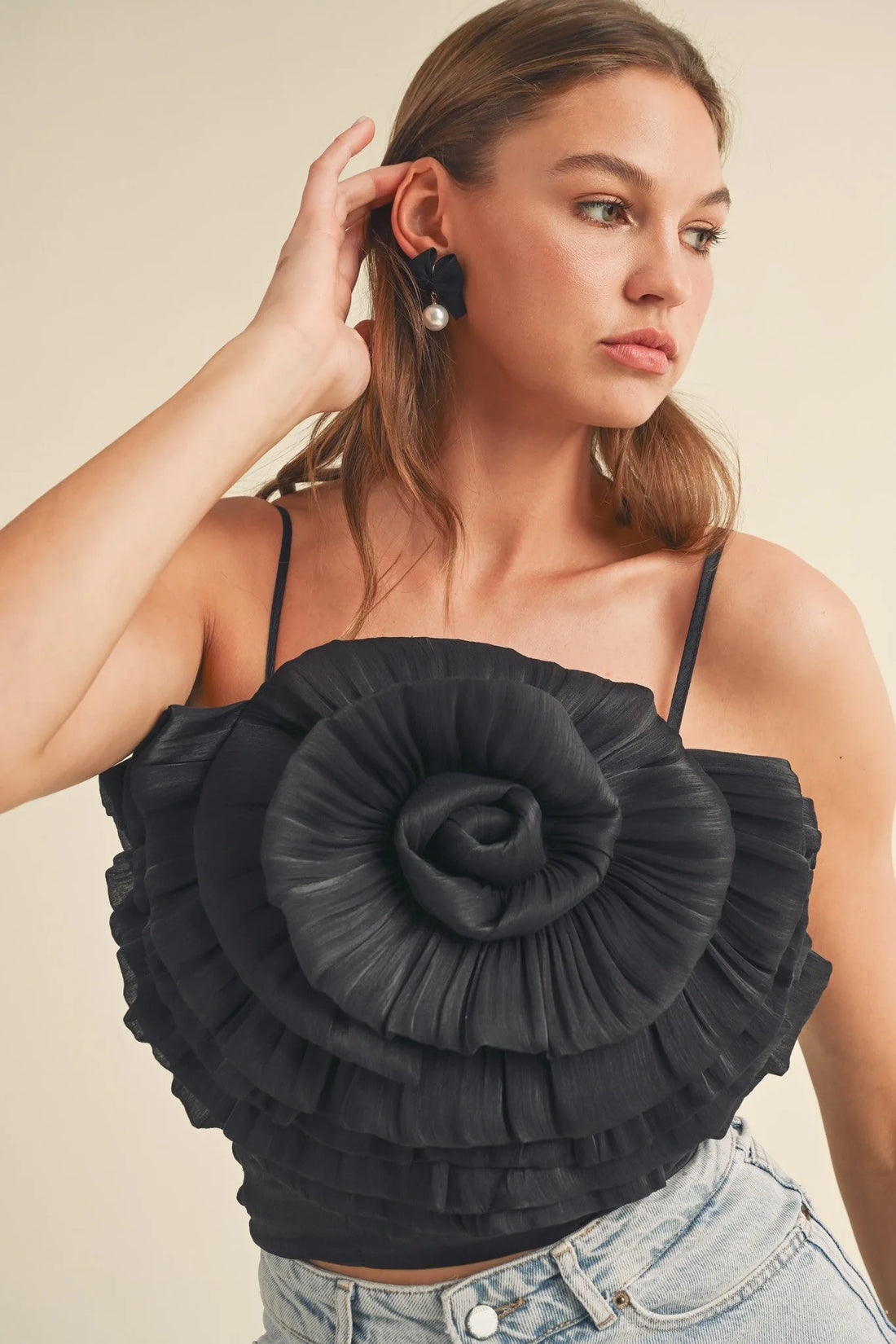 Rosette Satin Crop Top