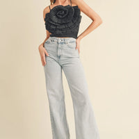 Rosette Satin Crop Top