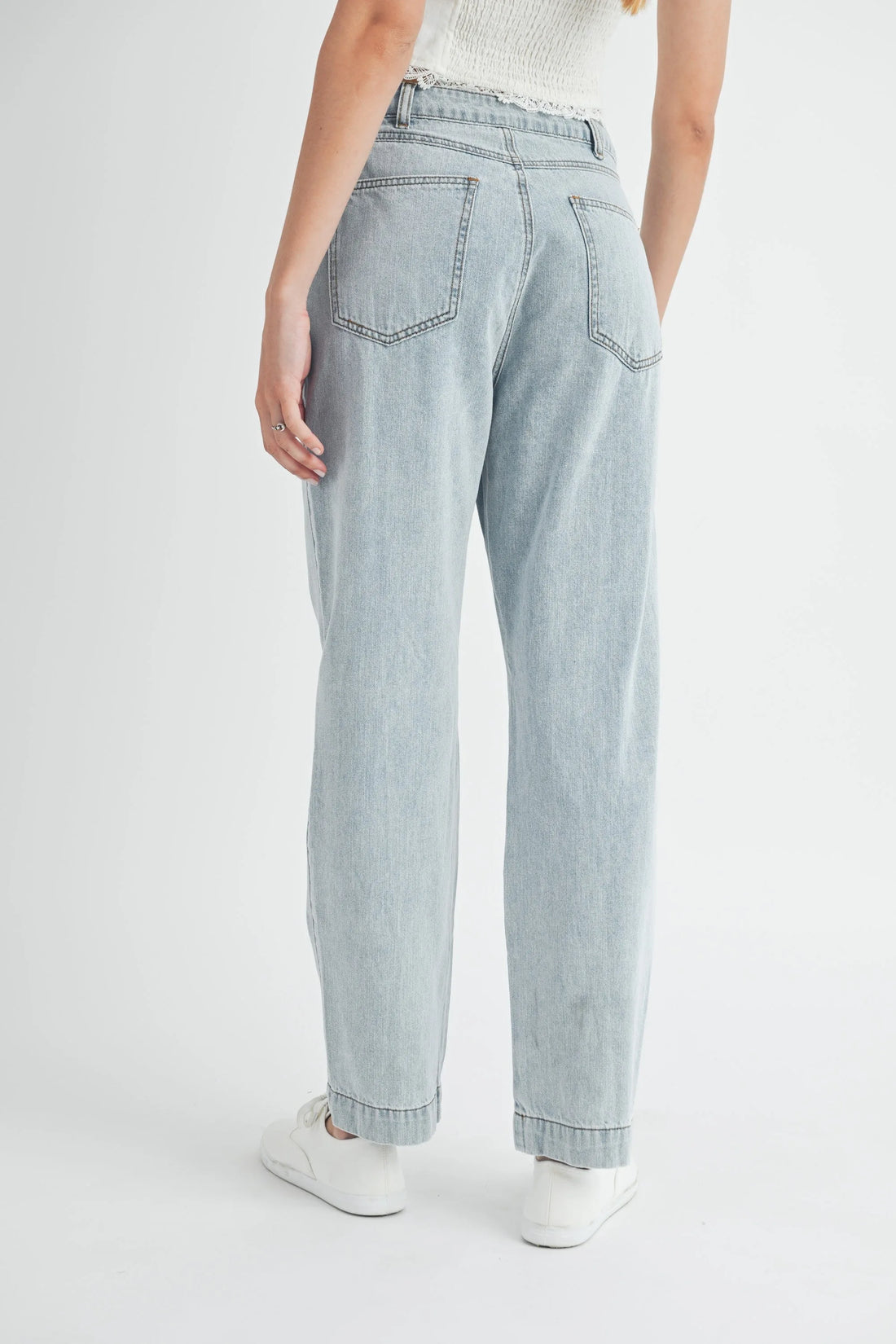 Pleated Detail Denim Jeans