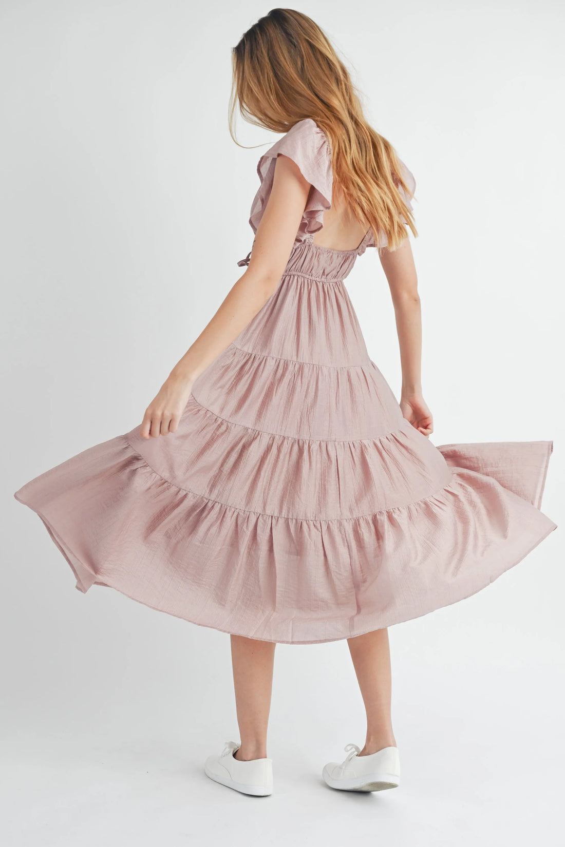 Ruffle Sleeve Summer Midi Dress