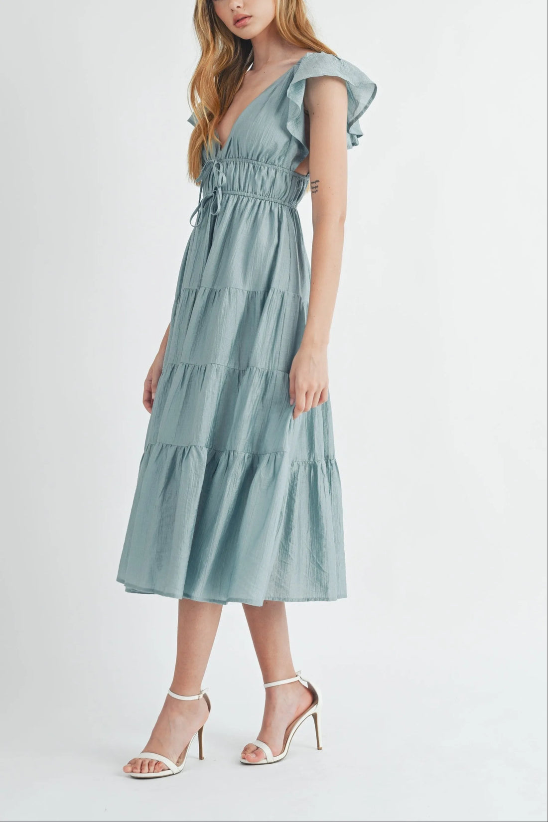 Ruffle Sleeve Summer Midi Dress