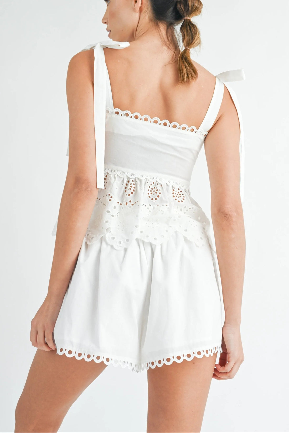 Eyelet Peplum Top & Shorts Set