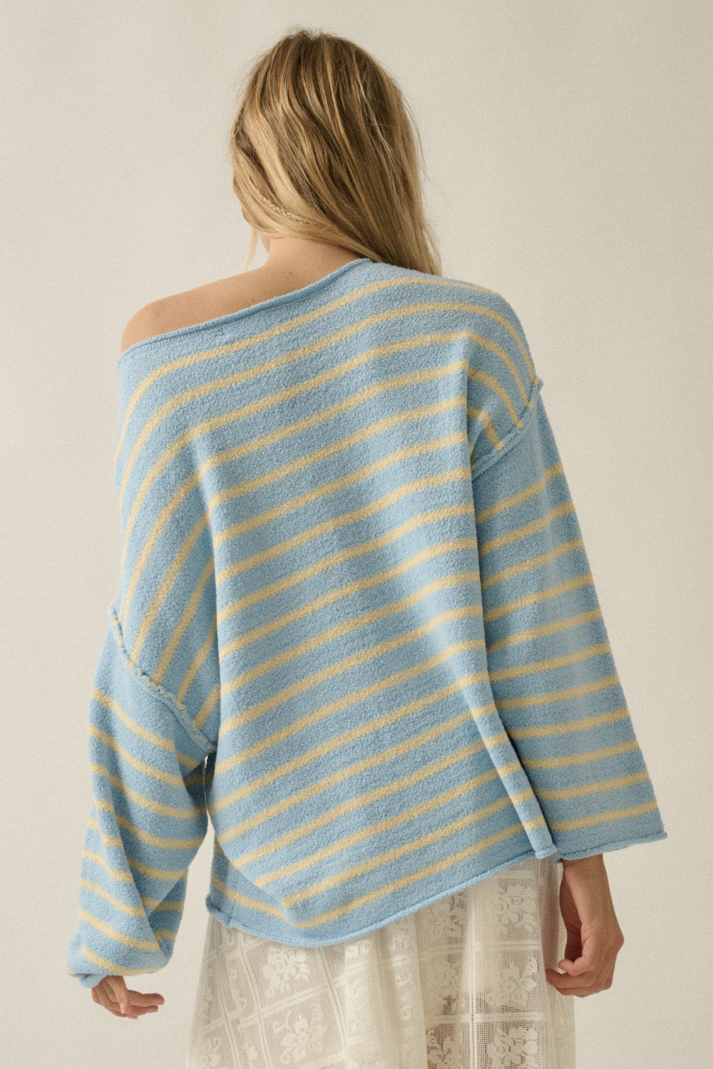 Relaxed Striped Knit Sweater – Lightweight Oversized Pullover