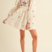 Floral Embroidered Babydoll Dress