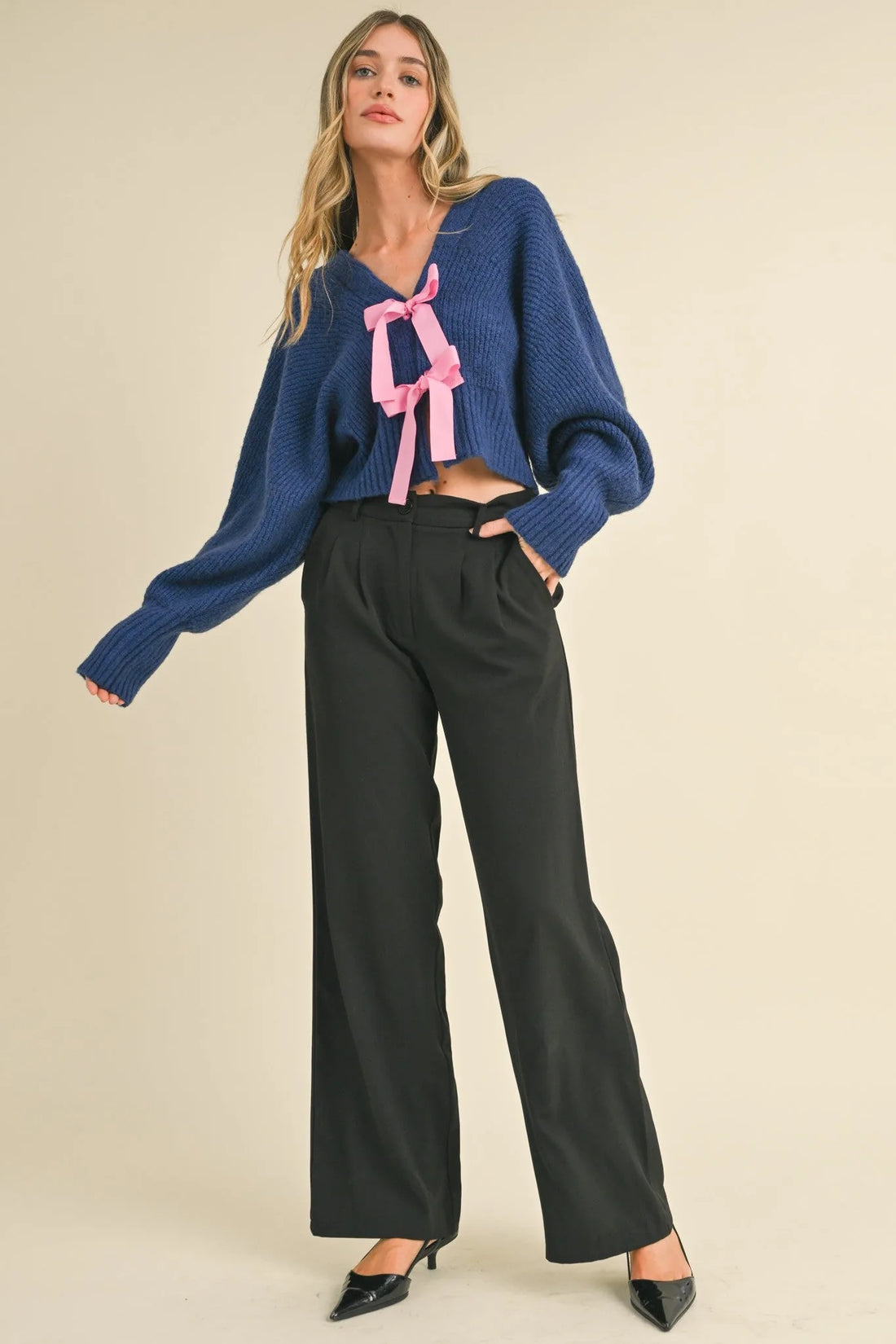 Bow Crop Sweater Cardigan