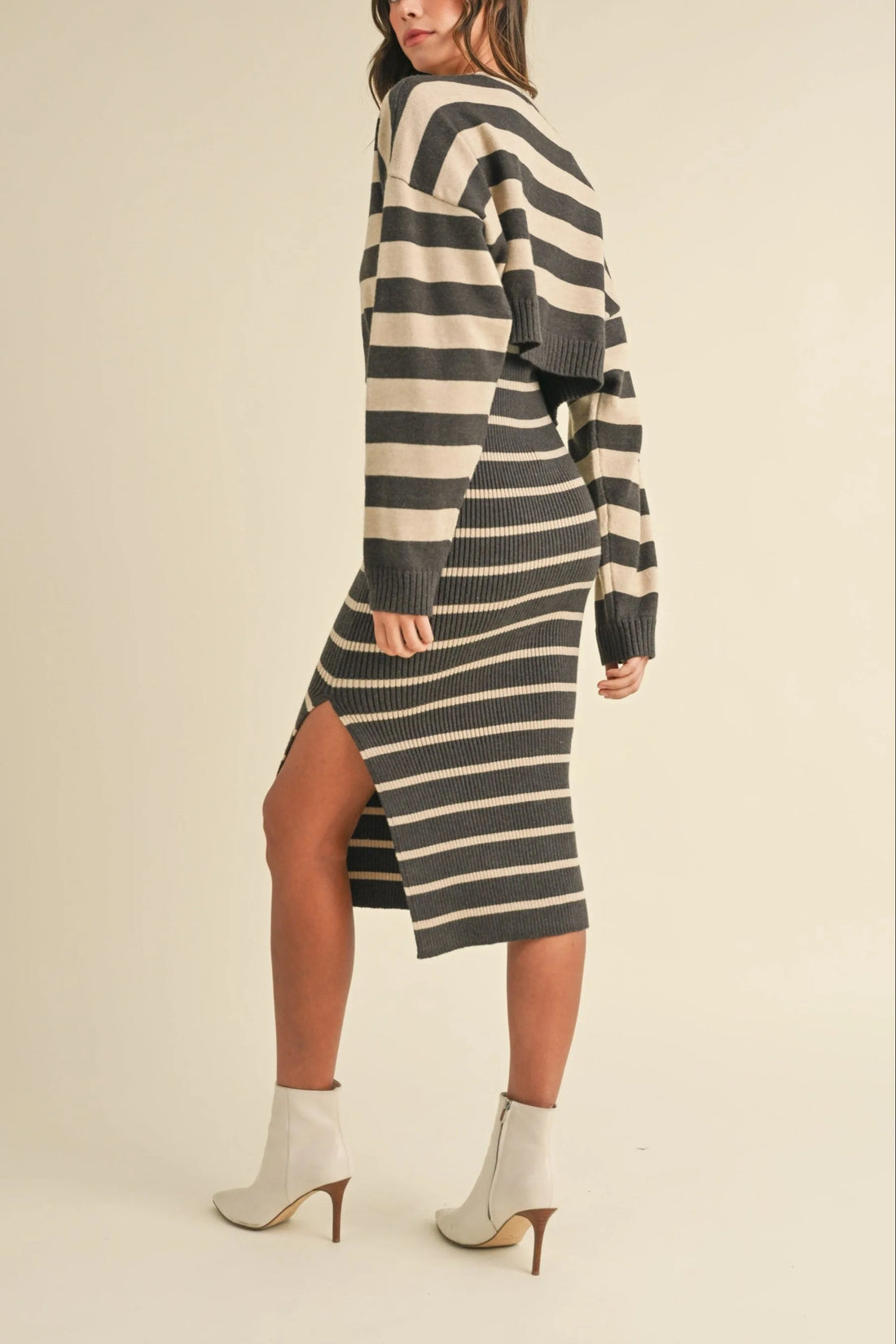 Bodycon Midi Dress and Crop Cardigan Set