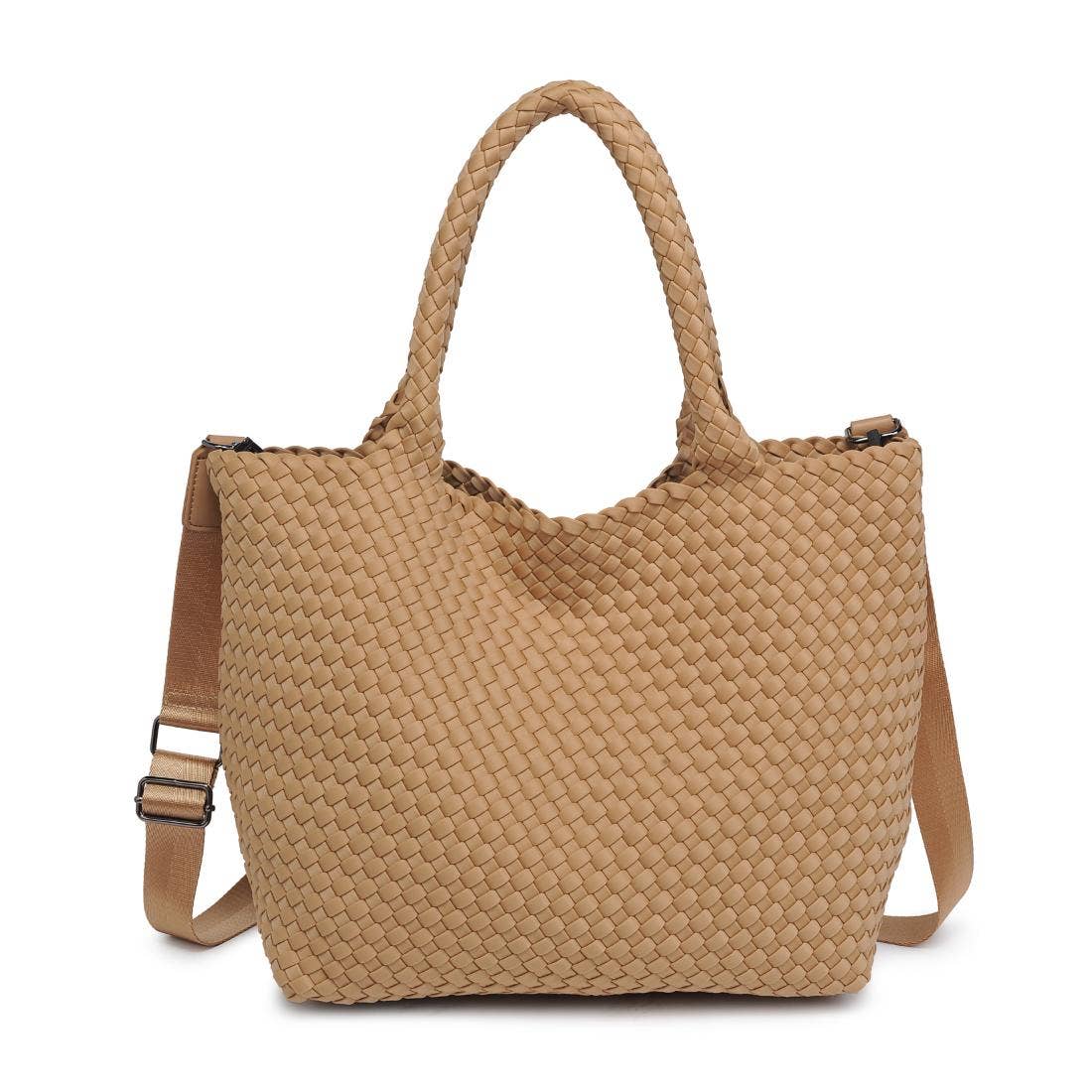 Woven Neoprene Tote Bag with Adjustable Crossbody Strap
