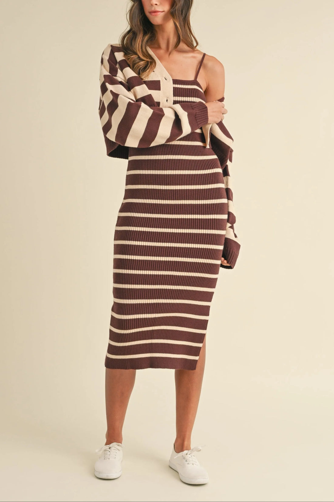 Bodycon Midi Dress and Crop Cardigan Set