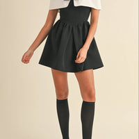 Bow Detail Off Shoulder Contrast Fit & Flare Dress