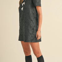 Floral Jacquard Peter Pan Collared Mini Dress