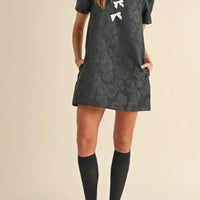 Floral Jacquard Peter Pan Collared Mini Dress