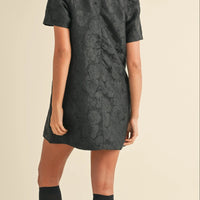Floral Jacquard Peter Pan Collared Mini Dress