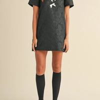 Floral Jacquard Peter Pan Collared Mini Dress