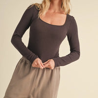 Square Neck Long Sleeve Top