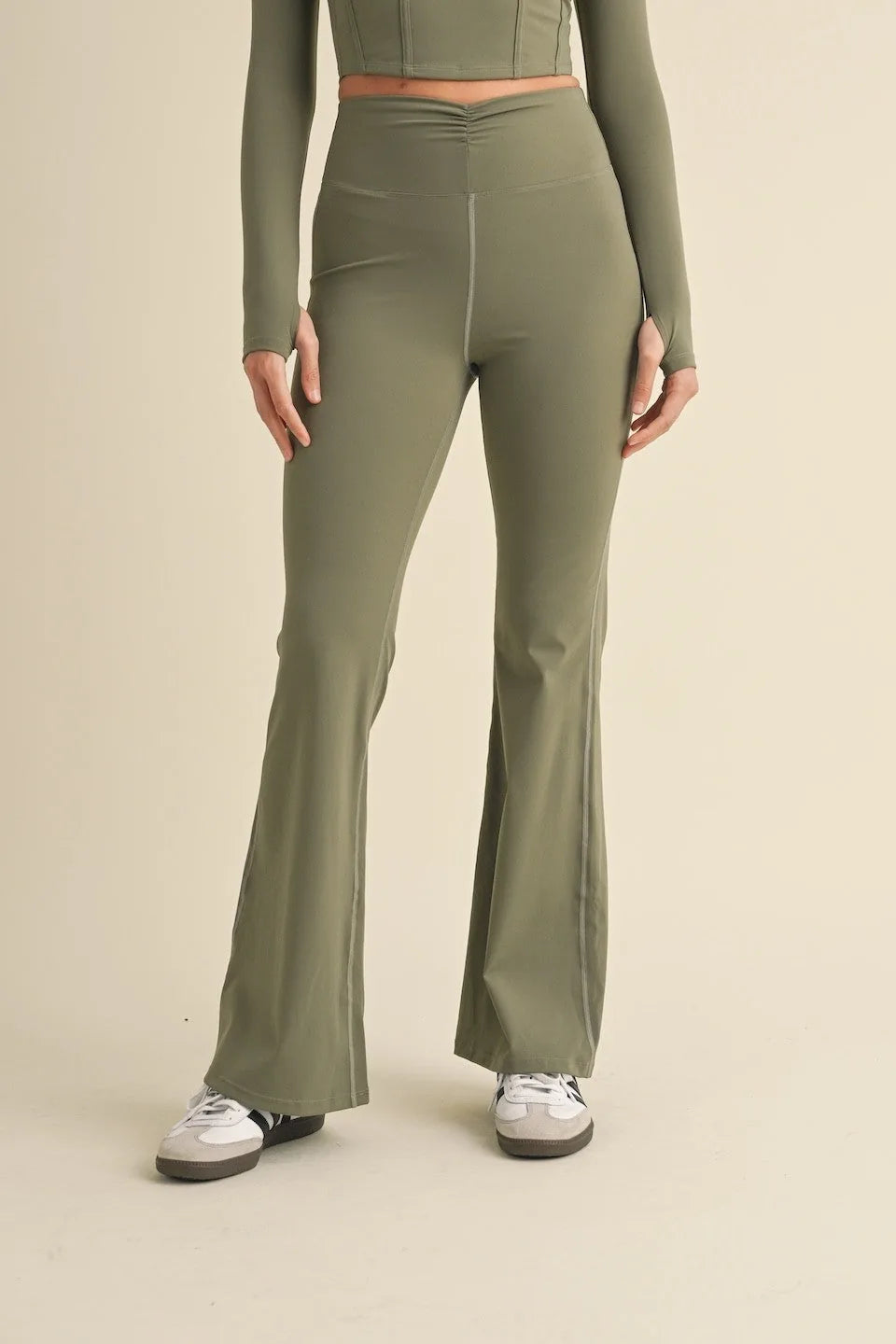 Ruched Waist Flare Leggings