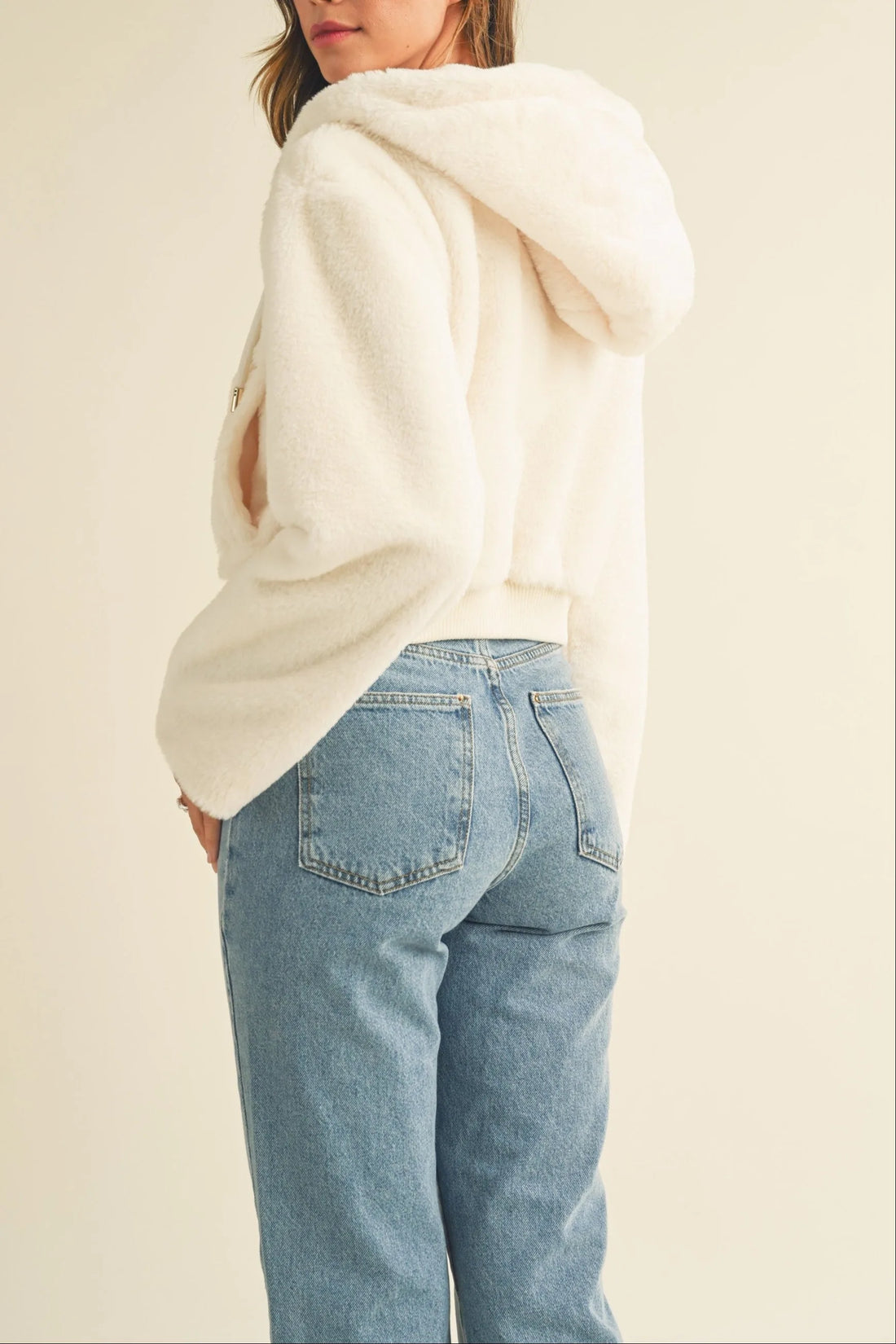 Faux Fur Hoodie Crop Jacket