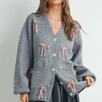 Bow Detail Button Down Cardigan