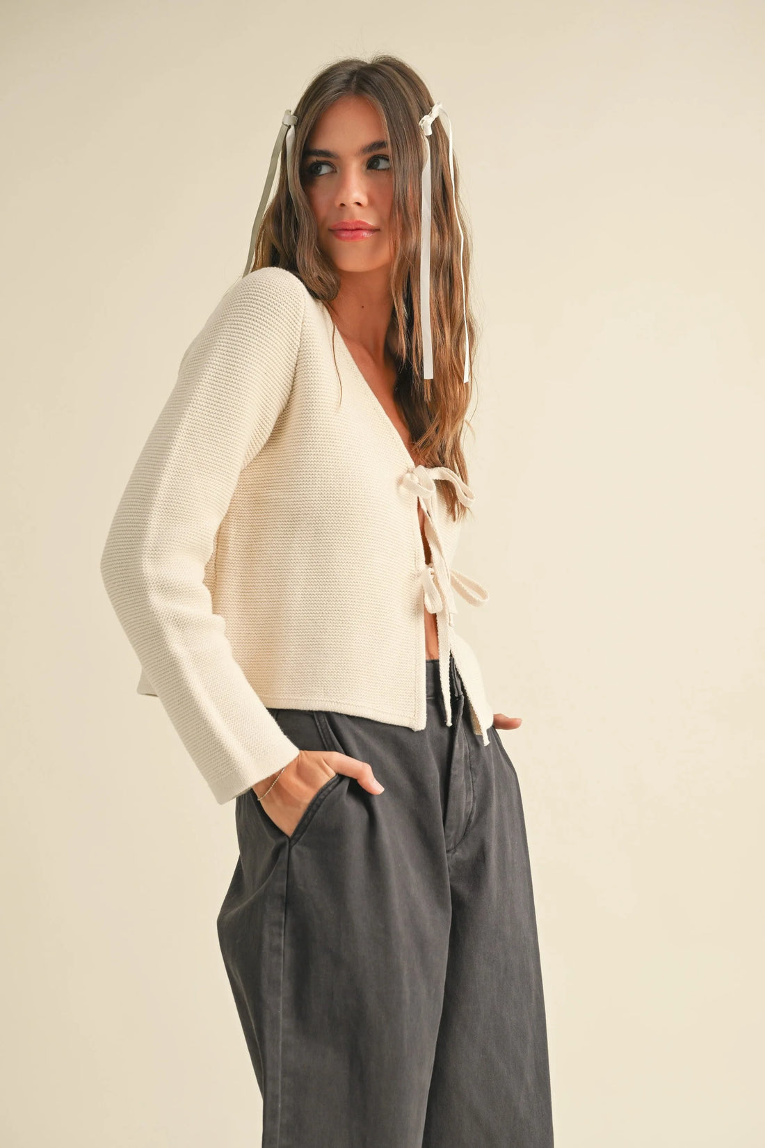 Tie Front Knit Cardigan