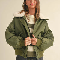 Fur Collared Bomber Jacket – Stylish and Comfortable Outerwear
