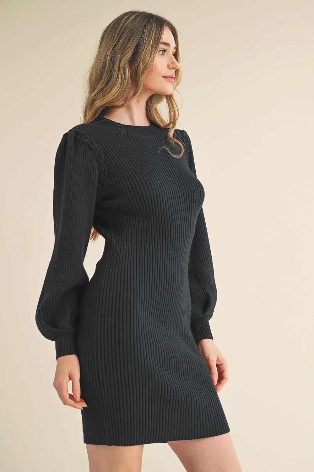 Ribbed Sweater Knit Mini Dress