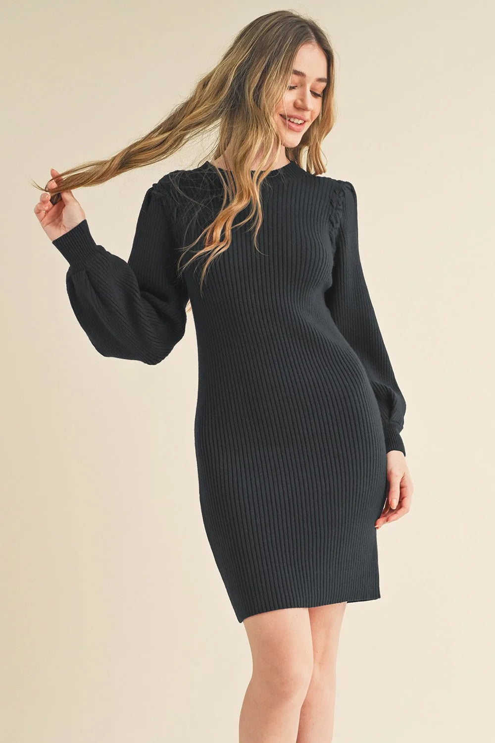 Ribbed Sweater Knit Mini Dress
