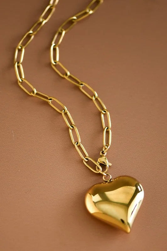 Big Heart Gold Necklace – 18K Gold-Plated Stainless Steel – Evercado