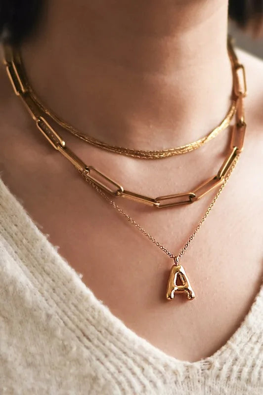 Balloon Initial Gold Necklace