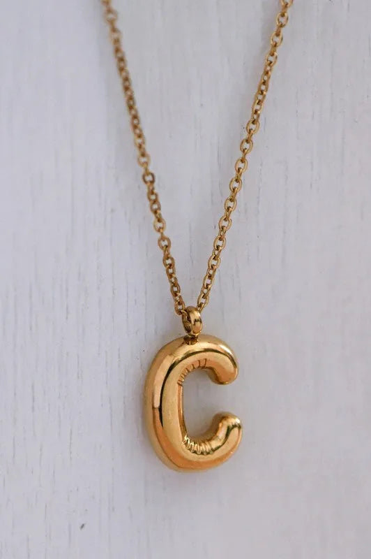 Balloon Initial Gold Necklace