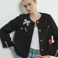 Cute Patch Tweed Jacket
