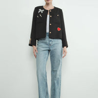 Cute Patch Tweed Jacket