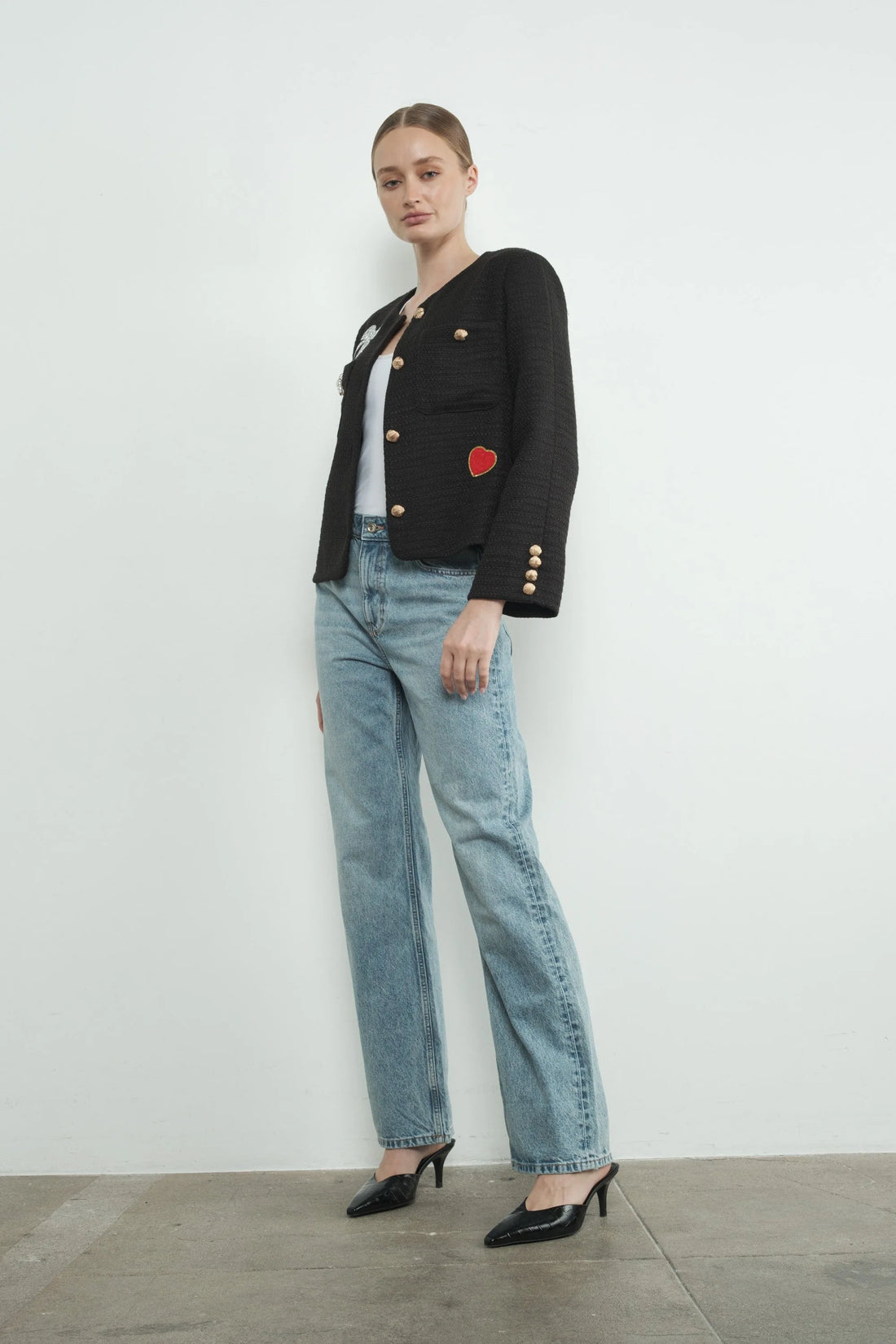 Cute Patch Tweed Jacket