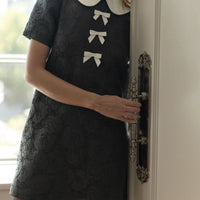 Floral Jacquard Peter Pan Collared Mini Dress