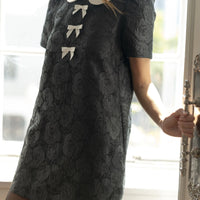 Floral Jacquard Peter Pan Collared Mini Dress
