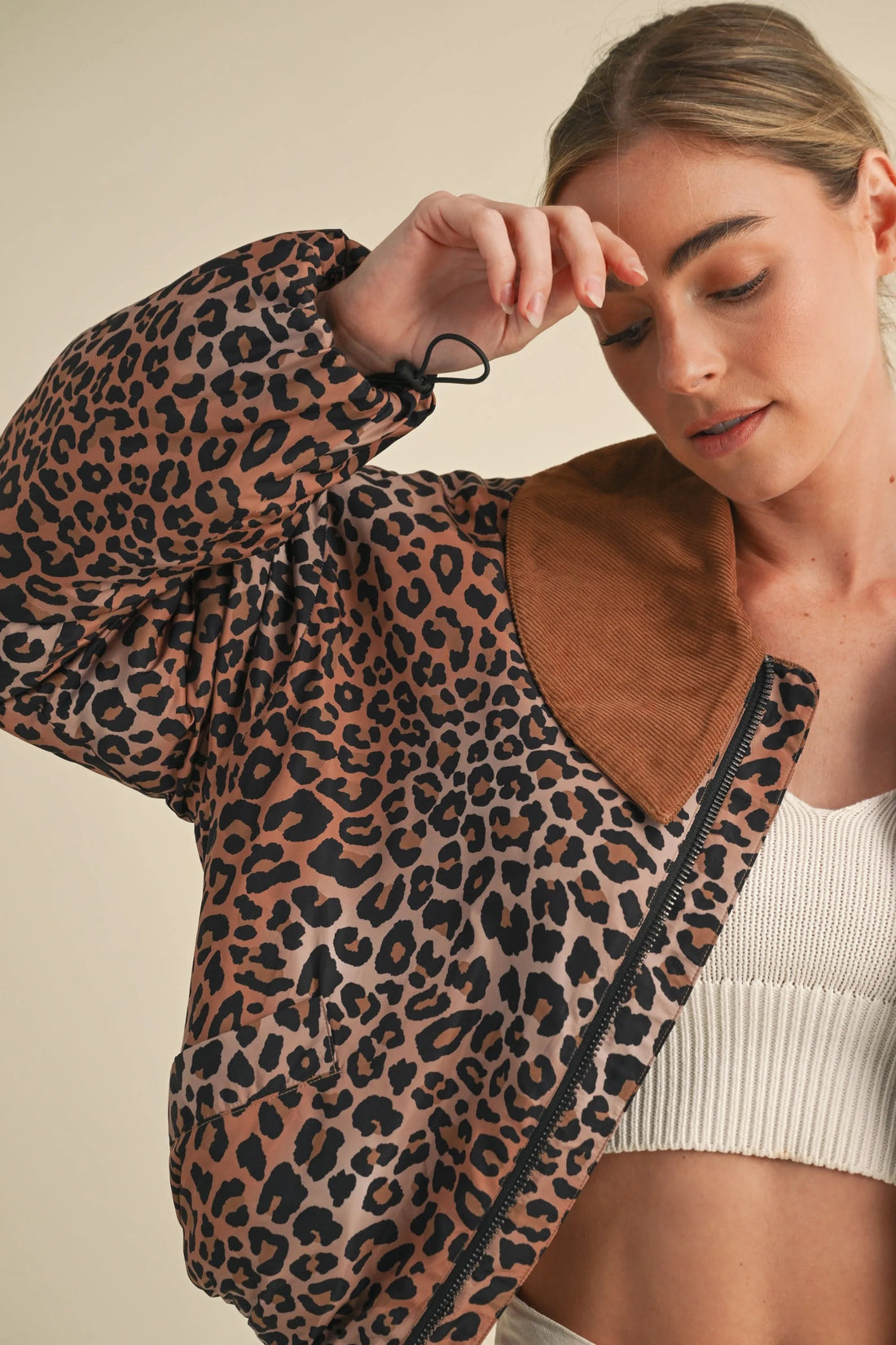 Leopard Printed Cute Collard Jacket