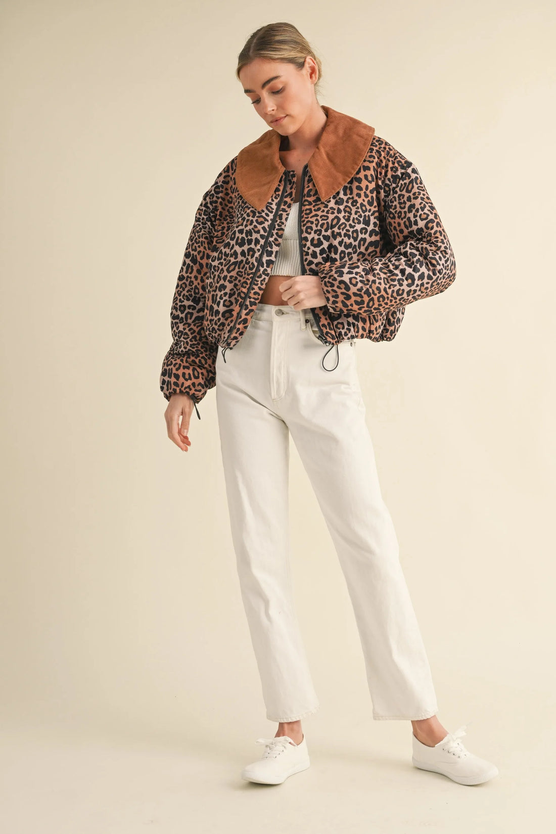 Leopard Printed Cute Collard Jacket